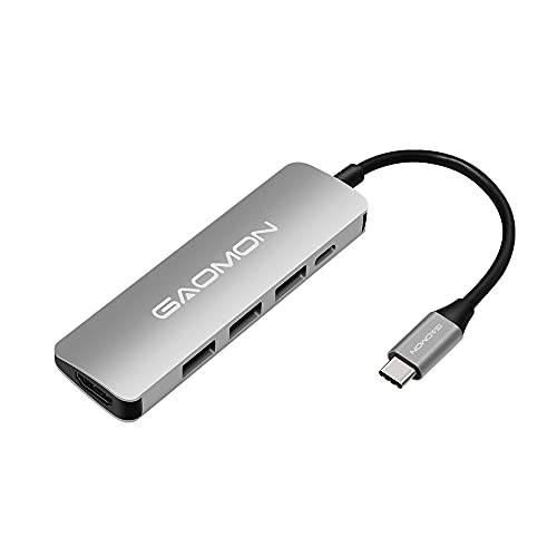 GAOMON AD01 5 포트 휴대용 다기능 허브 4K HDMI 출력, USB C, 3 USB 3.0 포트 Multi-Port 어댑터 탈부착 스테이션 동글 노트북/ 태블릿, 태블릿PC/ 폰