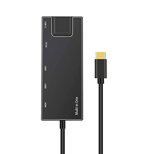 Moveski 9180 USB C 허브 멀티포트 타입 C 어댑터 이더넷 USB 3.0 포트 Type-C 충전 포트 SD TF 리더, 리더기 호환가능한 맥북 크롬북 Pixel-Black