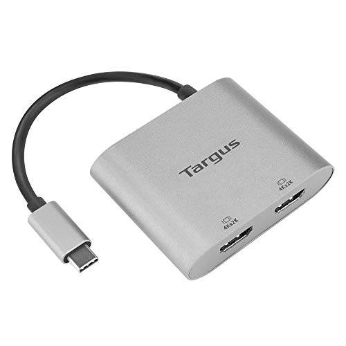 Targus 듀얼 비디오 어댑터 - 비디오 인터페이스 컨버터, 변환기 - USB-C (M) to HDMI ( F) - 실버 - 4K 지원