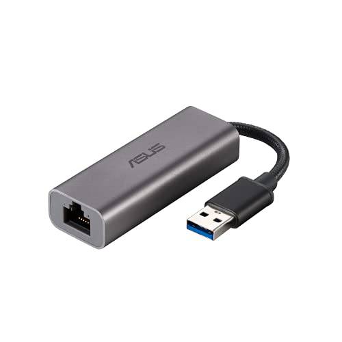 ASUS USB-C2500 2.5G 이더넷 USB 어댑터 지원 유선 네트워크 연결 Mac OS, 리눅스, 윈도우, Backward 호환가능한 on 1G/ 100Mbps, Ideal 게이밍
