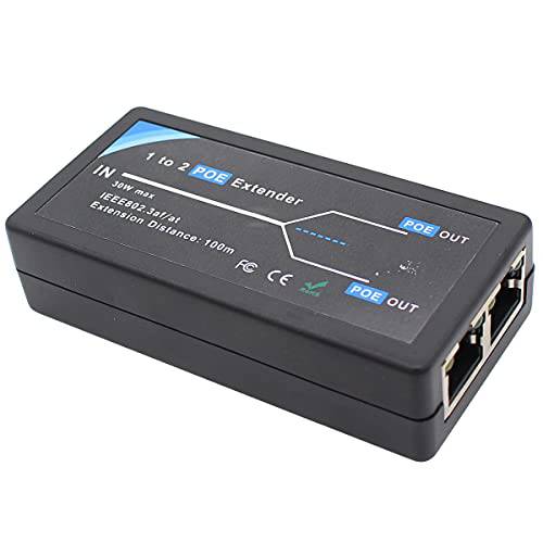 POE 확장기 2 포트 PoE-Powered PoE-sourcing 이더넷 스위치 리피터 100m 1 in 2 Out Comply IEEE 802.3af/ at 스탠다드 10, 100Mbps  보안카메라, CCTV Over Cat5/ Cat6 or UTP 케이블