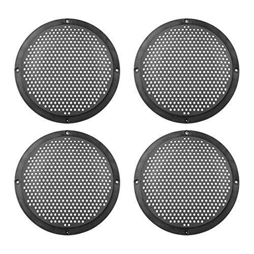 X AUTOHAUX 4pcs 6’’ 플라스틱 오디오 스피커 커버 매쉬 서브우퍼 그릴 혼 가드 장식용 원 그릴 보호 블랙 자동차