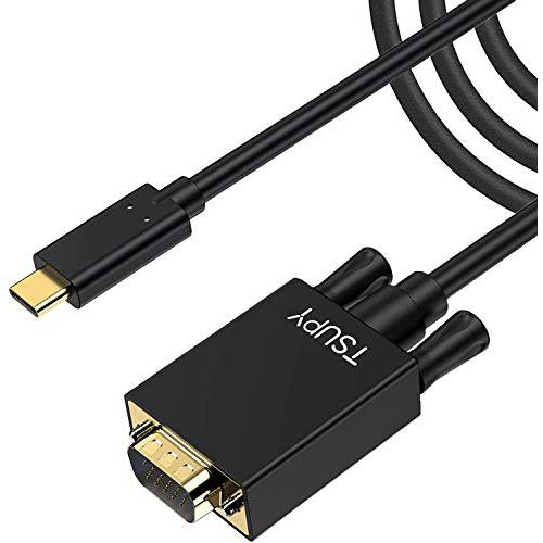 USB C to VGA 케이블, TSUPY 타입 C 어댑터 VGA 디스플레이 케이블 USB-C(Thunderbolt 3) to VGA 케이블 6 ft 호환가능한 맥북 프로 2020, 서피스 북 2, 갤럭시 S20 S10 and More USB C 디바이스