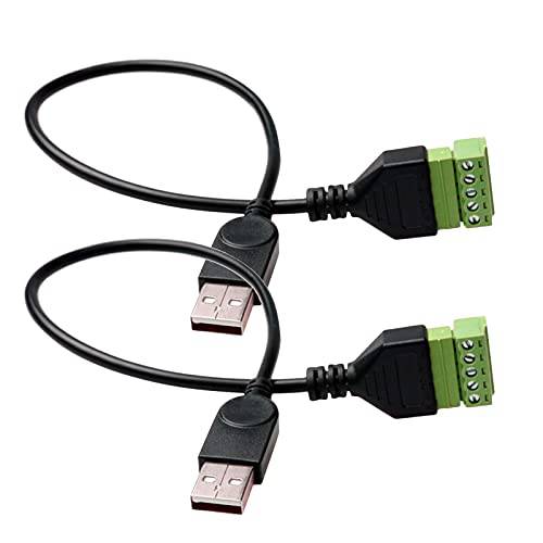 Jienk 2Packs 1Ft USB 2.0 타입 A Male to 5 핀 스크류 터미널 블록 무납땜 커넥터, 충전 and 데이터 전송 컨버터, 변환기 어댑터 연장 케이블