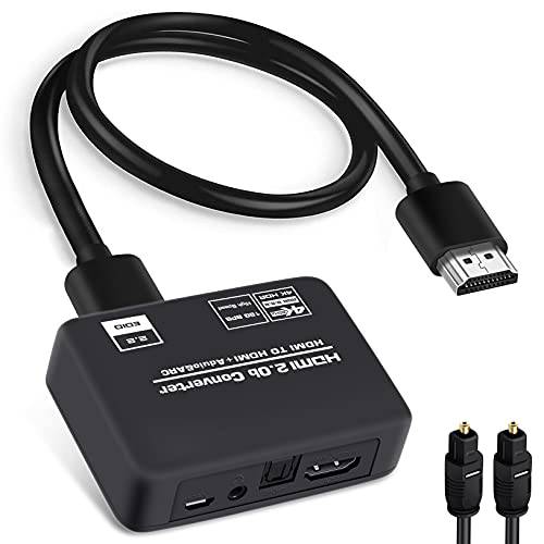 avedio links 4K@60Hz HDMI 2.0b 오디오 분리기 분배기 컨버터, 변환기, HDMI to HDMI+  광학 토스링크 SPDIF+ 3.5mm 스테레오 아날로그 오디오, HDMI 오디오 Embedder 공급기 PS5, 엑스박스,  광학 파이버 포함