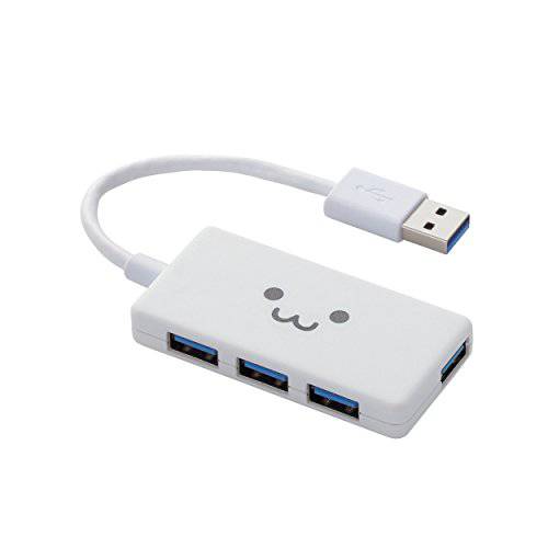ELECOM 컴팩트 USB3.0 허브 4 포트 버스 파워 [화이트] U3H-A416BF1WH (Japan 수입)