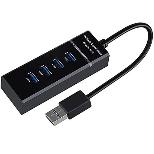 AYECEHI USB 허브 3.0 USB 포트 분배기, 4 포트 고속 USB 데이터 허브 LED 인디케이터 노트북, PC, 컴퓨터, 휴대용 HDD, 키보드, 마우스 and More - 블랙