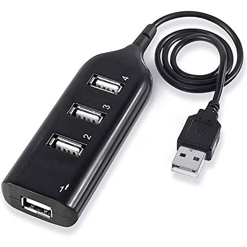 USB 2.0 Hi-Speed 4-Port 분배기 허브 PC 노트북 고속 컴퓨터 (블랙)