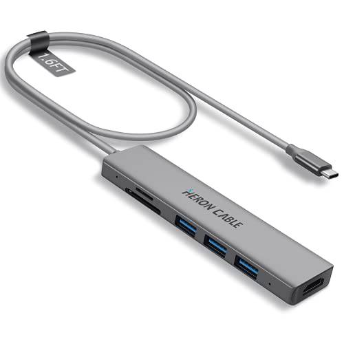 USB C 허브 멀티포트 어댑터, USB C 동글 7 in 1 USB-C 허브 to 4K HDMI, USB 3.0, SD/ TF 카드 리더, 리더기 엑스트라 롱 1.6 FT 케이블 맥북 프로/ 에어, 아이패드 프로, 아이패드 에어 2020，iMac and Other USB C Lapto