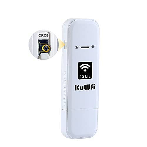 KuWFi 4G LTE USB 와이파이 모뎀 휴대용 인터넷 디바이스 CRC9 포트 SIM 카드 슬롯 고속 휴대용 여행용 핫스팟 미니 라우터 USA/ CA/ MX