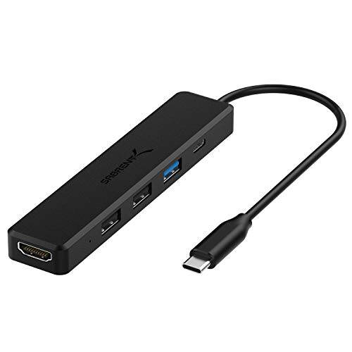 Sabrent 멀티- 포트 USB Type-C 허브 4k HDMI | 파워 Delivery (60 와트) | 1 USB 3.0 포트 | 2 USB 2.0 포트 (HB-TC5P)