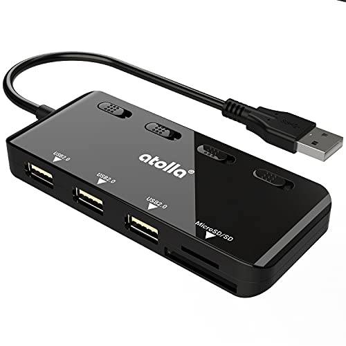 SD 카드 리더, 리더기, atolla 5 in 1 USB 허브 SD 카드 리더, 리더기, Extend 3 USB 2.0 포트 and SD& TF 카드 슬롯, 개인 LED 파워 스위치