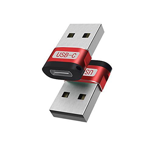 USB C Female to USB Male 어댑터 2Pack, 타입 C to A 충전기 케이블 어댑터, USB C 어댑터 호환가능한 USB A 디바이스 to Using TypeC 케이블, TypeC U-Disk, TypeC 헤드폰, TypeC 허브 and More (레드)