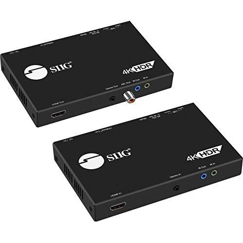 SIIG HDBaseT HDMI 확장기 4K 60Hz HDR HDMI 2.0 USB 2.0 KVM RS 232&  듀얼 IR Over CAT5e/ CAT6/ CAT7 330ft (1080p) or 230ft (4K 60HZ) YUV 4:4:4 - HDCP 2.2 Compliant - EDID, PoC (CE-H23411-S1)