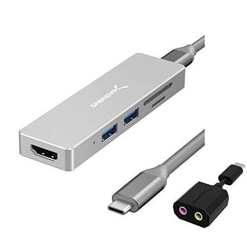 Sabrent 5 in 1 USB C Multi-Port 허브+ USB Type-C 외장 스테레오 사운드 어댑터