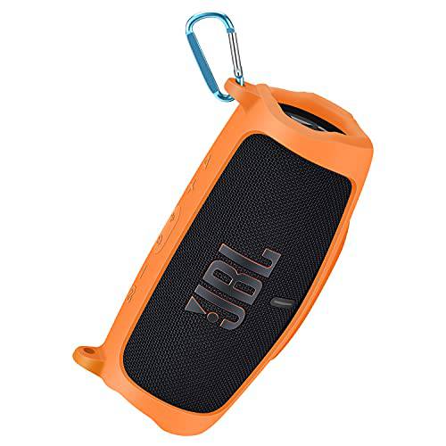 캐링 여행용 케이스 JBL 충전 5, 방수 휴대용 블루투스 스피커 실리콘 보호 커버 (오렌지)