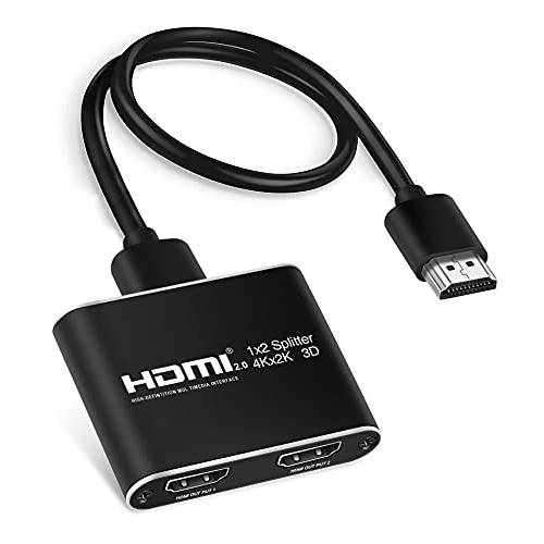 avedio links 4K@60Hz HDMI 분배기 1 in 2 Out, 2 웨이 HDMI 2.0 분배기 듀얼 모니터, 1x2 HDMI 분배기 오디오비디오, AV 분배기 미러 Only, 지원 3D 10.5Gbps HDCP1.4 HDTV STB DVD 엑스박스 PS5