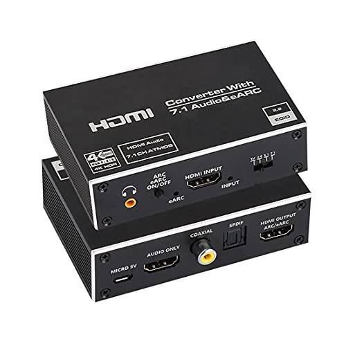 4K HDMI 오디오 분리기 분배기, HDMI to HDMI+  광학 토스링크 SPDIF+ 3.5mm 오디오 잭+  동축,  동축,  동축, 동축, Coaxial,COAX, 동축, 동축, 동축+ 7.1Ch HDMI 오디오 지원 ARC and eARC 기능