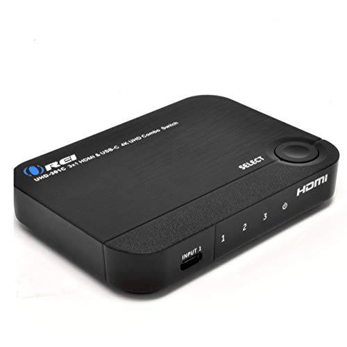 4K 3 포트 3x1 HDMI 스위치 by Orei, 2 HDMI+ USB-C 입력 연결 노트북, PC, 컴퓨터, 휴대폰, 게이밍, 스트리밍 디바이스 on 원 디스플레이 TV 모니터 - UltraHD HDCP 2.0