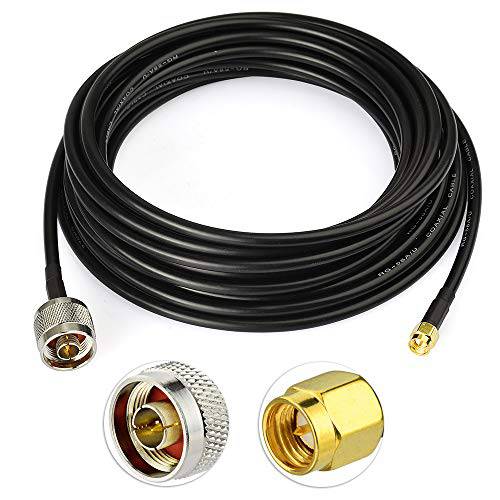 Wlaniot 로우 감소 N Male to SMA Male 내후성 커넥터 RG58 Cable（25feet, 7.5M） Celling 안테나