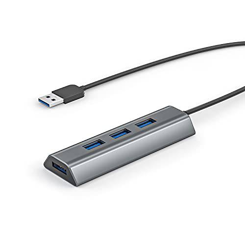 MEANHIGH USB 3.0Hub 4-Port 마이크로 USB 분배기 Ultra-Slim USB 데이터 허브 휴대용 USB 포트 확장기, 충전 지원, 미니 사이즈 노트북, 맥북, 크롬북 서피스 프로, PC,  플래시드라이브, 휴대용 HDD