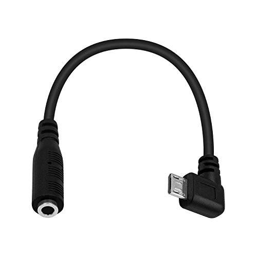 Duttek 마이크로 USB to 3.5mm 케이블, 오른쪽 앵글드 마이크로 USB Male to 4 기둥 3.5mm Female 케이블 케이블 액티브 클립 마이크 마이크,마이크로폰 변환 어댑터 -15cm/ 5.9 인치