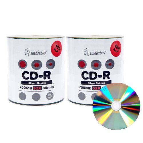 스마트 Buy 샤이니 실버 탑 CD-R 200 팩 700mb 52x 블랭크 기록가능 원형, 200 디스크, 200pk