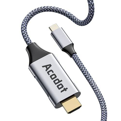 Acodot USB C to HDMI 케이블, 4K@60Hz 6ft USB 타입 C to HDMI 어댑터 썬더볼트 3 호환가능한 맥북 프로, 맥북 에어, 아이맥, 아이패드 에어 4, 아이패드 프로 2020, 크롬북, Surfacebook, 삼성 S21/ S20, TV