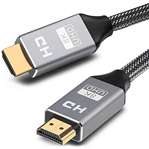 8K HDMI 케이블 6.6FT/ 2M, 울트라 High-Speed 48Gbps 금도금 Braided HDMI 2.1 케이블, 4K@120Hz 8K@60Hz, 다이나믹 HDR, eARC, Dolby Atmos, 호환가능한 PS5/ 엑스박스/ 플레이스테이션/ 파이어 TV/ Roku TV and More