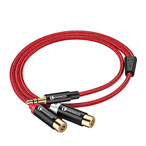 ANNNWZZD 3.5mm to 2 RCA 케이블, 3.5MM Male to 2 RCA Female 잭 스테레오 오디오 케이블 Y Adapter(1.5FT/ 0.5M)