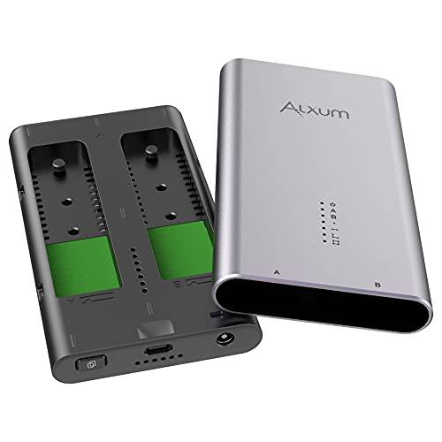 듀얼 베이 NVMe 탈부착 스테이션, Alxum M.2 PCIe NVMe SSD 인클로저 복사기 Offline 클론 기능, 트림 and UASP, 호환가능한 2242 2260 2280 M.2 SSD, Tool-Free 설치 Up to 10Gbps