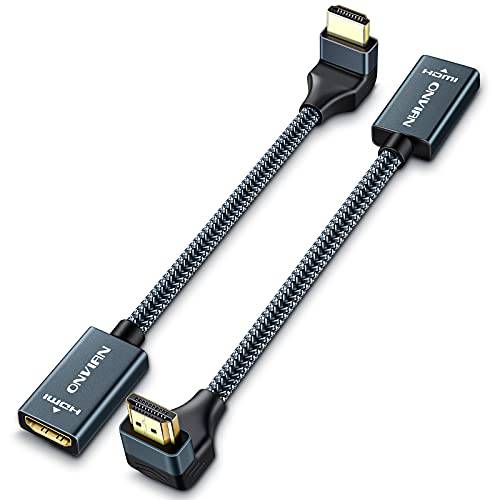 HDMI 연장 케이블, Onvian 2 팩 직각 고속 HDMI 확장기 어댑터 컨버터, 변환기, 지원 4K& 3D 1080P HDMI Male to Female 확장기 TV 스틱, Roku 스틱, 크롬캐스트, PS4, PS3, 엑스박스