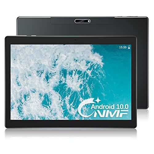 CNMF 안드로이드 태블릿, 태블릿PC 10 인치, 와이파이 태블릿, 태블릿PC 안드로이드 10.0 OS, 1.6Ghz, 32GB 스토리지, 블루투스, GPS, 구글 인증된, HD IPS 스크린 (블랙)