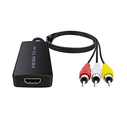 HDMI to AV 컨버터, 변환기 HDMI to RCA 컴포지트, Composite 컨버터, 변환기 어댑터 호환가능한 Roku 스틱 지원 PAL/ NTSC, Support1080P (HDMI to AV 어댑터)