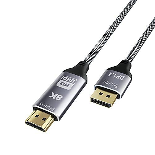 CableDeconn DisplayPort,DP 1.4 to HDMI 2.1 8K 케이블 컨버터, 변환기 8K@30Hz 4K@120Hz 방향지향성 호환가능한 DisplayPort,DP PC and HDMI 디스플레이 (1.8m)