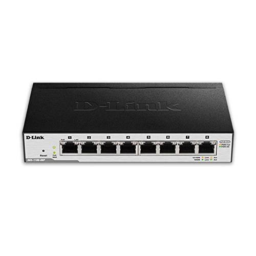 D-Link 이더넷 PoE 스위치, 8 포트 간편 스마트 Managed 네트워크 기가비트 무선 네트워크 인터넷 데스크탑 or 벽면 마운트 (DGS-1100-08P)