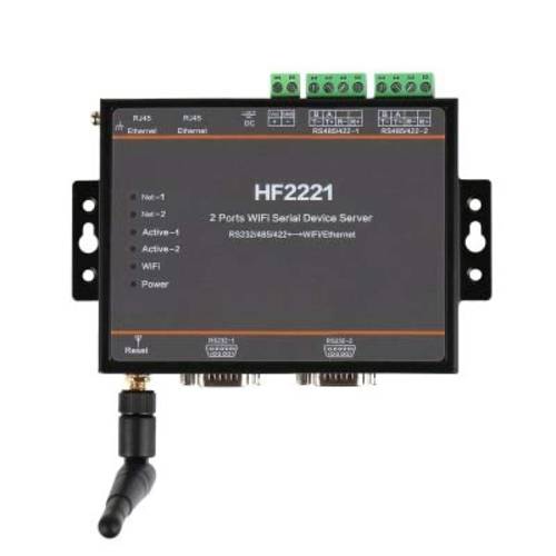 HF2221 2 포트 와이파이 Serial 디바이스 서버 RS232/ RS422/ RS485 to 이더넷/ Wi-Fi Serial 서버