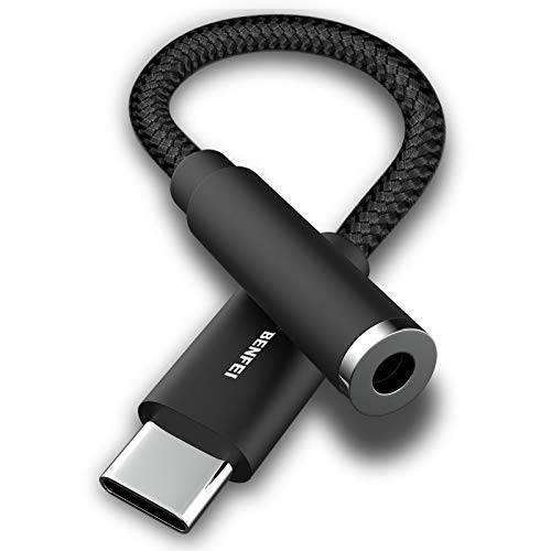 USB-C to 3.5mm 헤드폰 잭 어댑터, Benfei USB Type-C to 3.5mm 어댑터 나일론 케이블 [DAC Hi-Res] 호환가능한 아이패드 프로 New 2018 2019, Pixle 2/ XL/ 3, HTC, 삼성 S10/ S8/ S9/ 노트 8