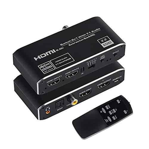 HDMI 오디오 분리기, 2x1 HDMI 스위치 to HDMI+  광학 토스링크 SPDIF+ 3.5mm 오디오 잭+  동축,  동축,  동축, 동축, Coaxial,COAX, 동축, 동축, 동축+ 7.1Ch HDMI 오디오 지원 ARC and eARC 기능