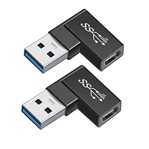 USB C Female to USB Male 90°Adapter (2 팩), LanYunUmi USB C to USB 어댑터,