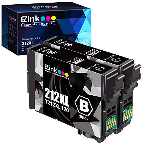 E-Z 잉크 (TM) 재충전,재생산 잉크카트리지, 프린트잉크 교체용 Epson 212XL 212 XL T212XL to 사용 Workforce WF-2830 WF-2850 Expression 홈 XP-4100 XP-4105 프린터 (블랙, 2 팩)