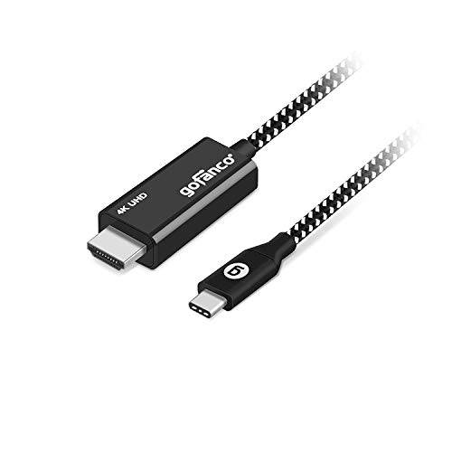 gofanco 4K 60Hz USB 타입 C to HDMI 2.0 6.6ft Braided 어댑터 케이블  홈 오피스 - Work from 홈 - 썬더볼트 3 호환가능한 - UHD 4K @60Hz - 2 미터, “DisplayPort,DP 얼터네이트 모드” via USB-C Req