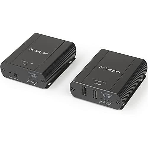 StarTech.com 2 포트 USB 2.0 확장기 허브 Over Cat5e/ Cat6 케이블 (RJ45) - 330ft/ 100m 산업용 메탈 USB 확장기 어댑터 키트 w/ ESD 프로텍트 - Externally 전원 - 480 Mbps (USB2002EXT2NA)