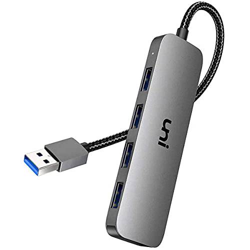 uni USB 허브, 알루미늄 4-Port PS4 USB 3.0 데이터 to USB 허브 어댑터 (Ultra-Slim) 호환가능한 PC, 맥북 에어, Mac 프로/ 미니, 아이맥, 서피스 프로, XPS, PS5, 엑스박스 원,  플래시드라이브, 휴대용 HDD and More