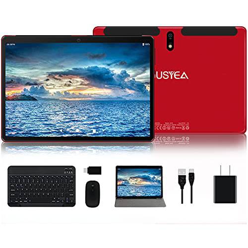 태블릿, 태블릿PC 10.1 인치 안드로이드 10.0 JUSYEA J5-W 태블릿 Ultra-Portable- 램 4GB | 64GB 확장가능 -8000mAh 배터리 - 와이파이  마우스 | 키보드 and More -레드