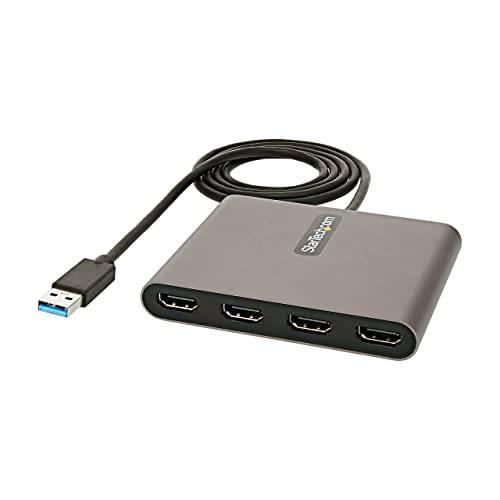 StarTech.com USB 3.0 to 4x HDMI 어댑터 - 외장 비디오&  그래픽 카드 - USB Type-A to 쿼드 HDMI 디스플레이 어댑터 동글 - 1080p 60Hz - 멀티 모니터 USB A to HDMI 컨버터, 변환기 - 윈도우 Only ( USB32HD4)