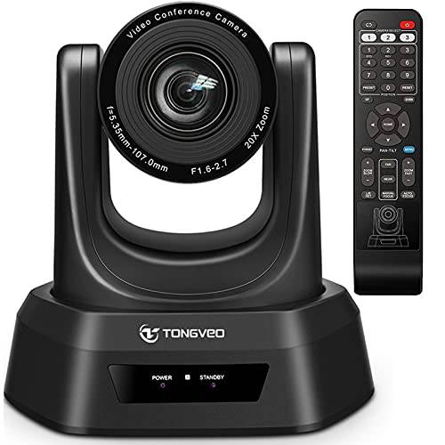 TONGVEO 비디오 회의 PTZ 카메라 20X USB/ HDMI/ SDI 1080P 사무용 미팅 Church 라이브 스트리밍 교육