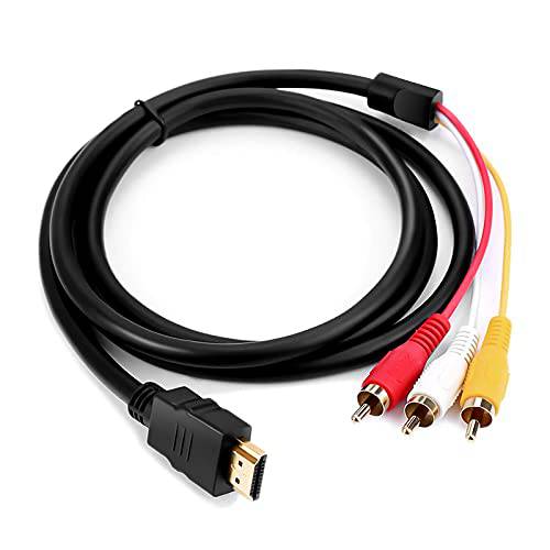 HDMI to RCA 케이블, Marmoin 1080P 5ft HDMI Male to 3-RCA 비디오 오디오 AV 케이블 커넥터 어댑터 One-Way 송신기 TV HDTV DVD