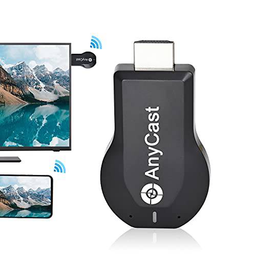Anycast HDMI 무선 디스플레이 어댑터 와이파이 1080P 휴대용 스크린 미러링 리시버 동글 to TV/ 프로젝터 리시버 지원 윈도우 안드로이드 Mac iOS - 블랙