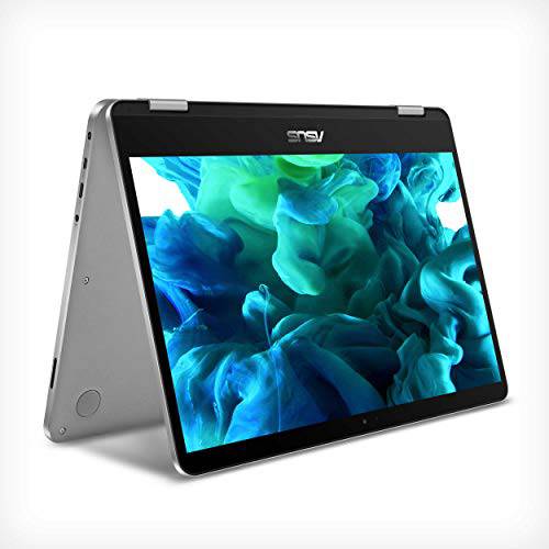 ASUS VivoBook 플립 14 Thin and 라이트 2-in-1 노트북, 14” HD 터치스크린, Intel Celeron N4020 CPU, 4GB 램, 128GB 스토리지, 윈도우 10 홈 S, 마이크로소프트 365, 라이트 그레이, TPM, 지문인식, J401MA-PS04T